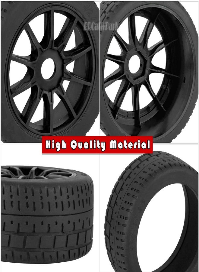 عجلات BRCatWPark RC للطرق السريعة، مناسبة لسيارات التحكم عن بعد Typhon 6s BLX بمقياس 1/8، وInfraction 6S BLX/Limitless بمقياس 1/7، وسيارات التحكم عن بعد المخصصة للانجراف والطرق الوعرة، وسيارات الرالي والشاحنات، 4 قطع من إطارات الطرق السريعة المطاطية عالية السرعة، لون أسود - Image 5